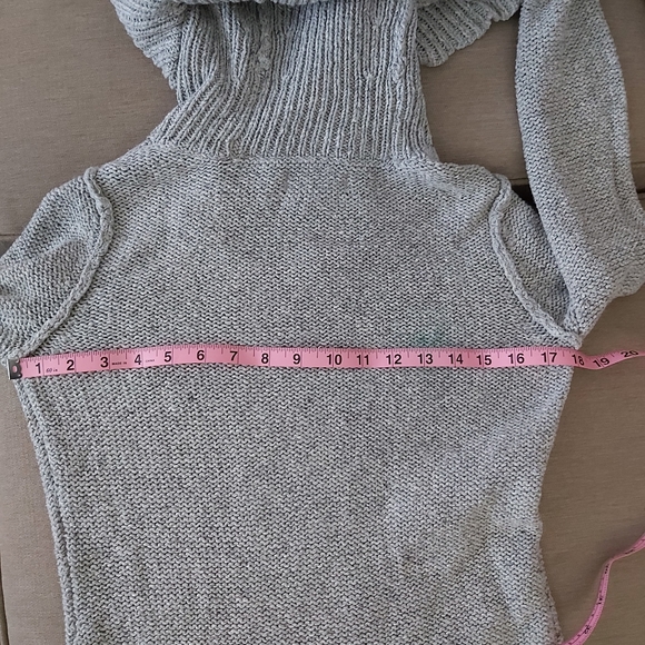 anthropologie If It Were Me gray wool cowl neck cable knit sweater dress tunic - Picture 12 of 13